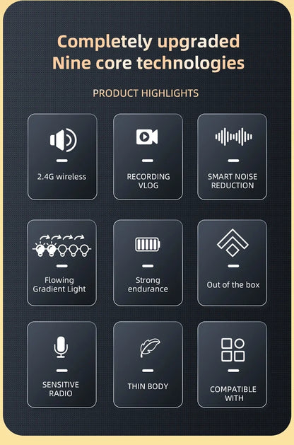 Wireless Mini Lavalier Microphone Live Broadcast Gaming Recording Interview Vlog Professional Microphone for iPhone iPad Android