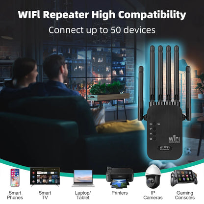 Wireless 5G WiFi Repeater 1200Mbps Router Wifi Booster Dual Band Long Range Extender 5Ghz Wi-Fi Signal Amplifier Repeater