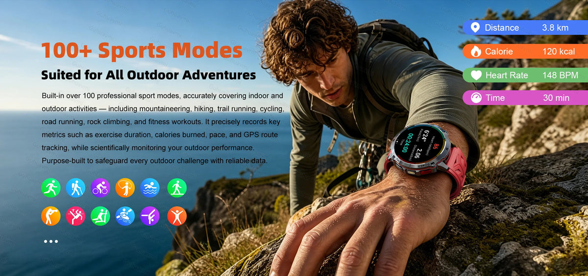 New T-RX6 Ultra Outdoor Sports Smart Watch GPS Compass  Barometer IP68 Waterproof Call Blood Oxygen Military Smartwatch For Men
