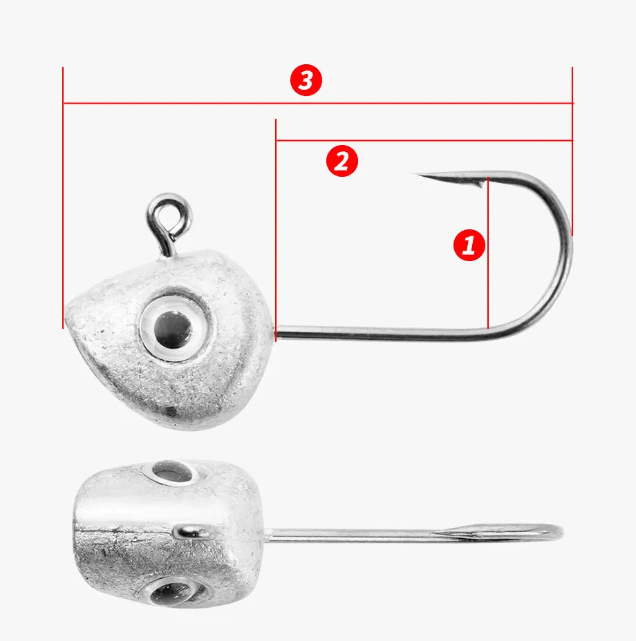 10pcs Mini Jig Head Hook 3D Eyes 0.5g 1g 2g 3g 4g 5g Bass Crappie Fishing Jig Hooks Soft Lure Worm Fishing Lure Hook