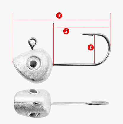 10pcs Mini Jig Head Hook 3D Eyes 0.5g 1g 2g 3g 4g 5g Bass Crappie Fishing Jig Hooks Soft Lure Worm Fishing Lure Hook