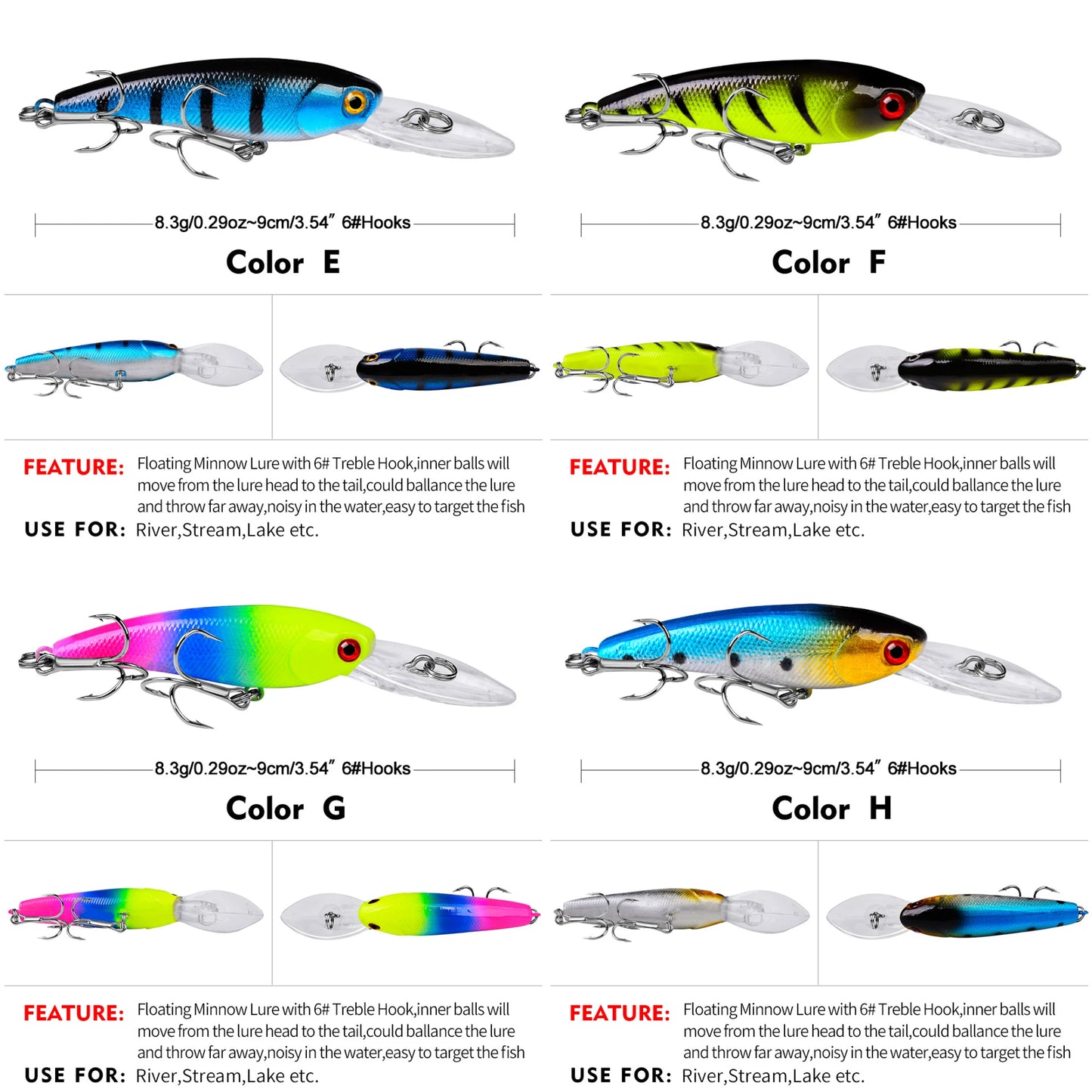 20PCS Suspending Jerkbait Minnow Lures – Slow Sinking Hard Bait with Treble Hooks for Bass Musky Zander Freshwater Saltwater