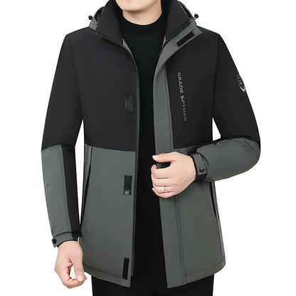 Herr Lång Vinterjacka Parkas med Huva – Varm Vindskyddande Vattentät Outwear, 2 Färger, Storlek XXS–5XL