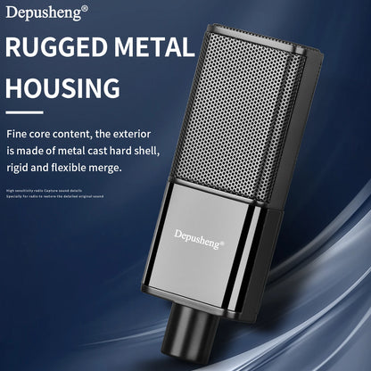 DEPUSHENG V12 Condenser Microphone 48V Sound Card Microphone Anchor Voice Recording Studio High Fidelity
