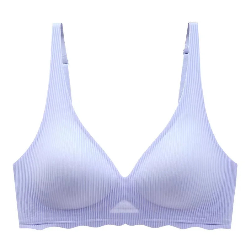 Dam Sömlös Randig BH – Push-up Trådlös Samlande Liten Byst Urhålad Design, 5 Färger S–XL