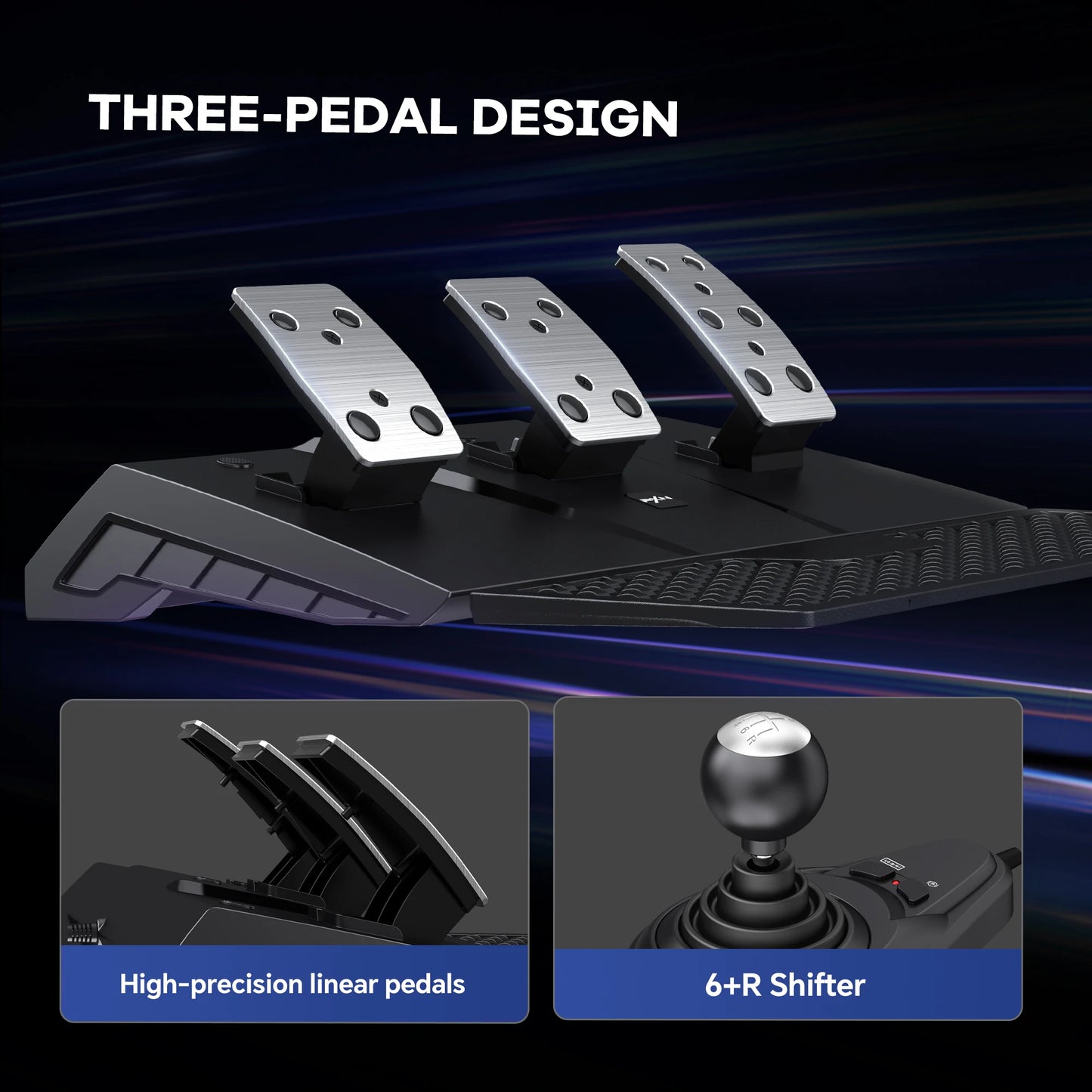PXN V9 GEN2 Racing Wheel for PC/Xbox/PS4, 270°/900°, Hall 3-Pedal Set, H-Shifter, Dual Paddles, RGB, App