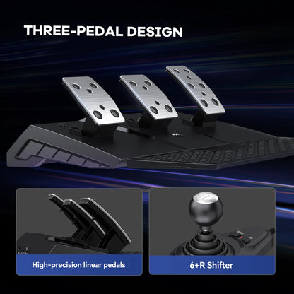 PXN V9 GEN2 Racing Wheel for PC/Xbox/PS4, 270°/900°, Hall 3-Pedal Set, H-Shifter, Dual Paddles, RGB, App