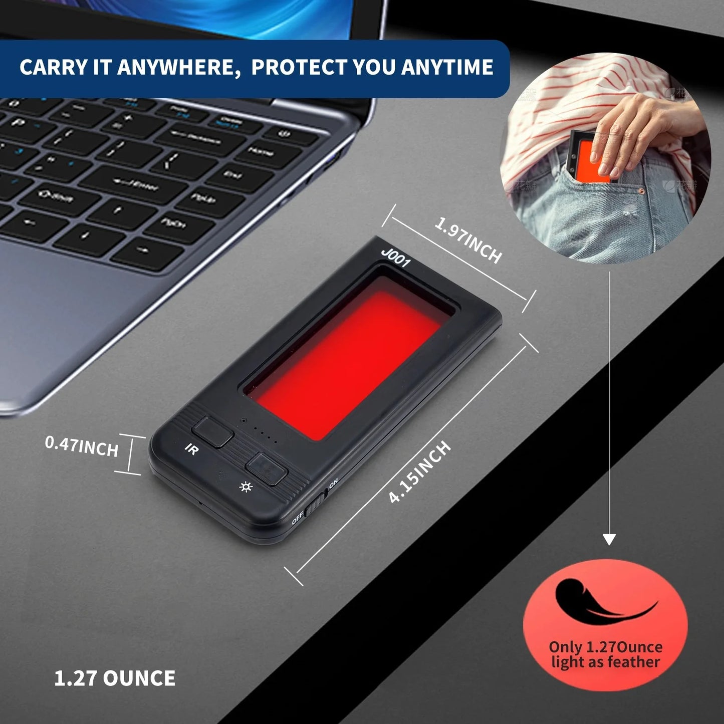 J001 Hidden Camera Detectors & Camera Detector, Anti Spy Camera Finder, Infrared Scanner, Anti-Peeping, 10X Search Speed.