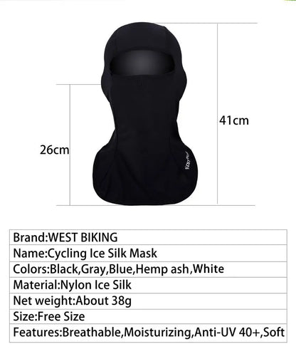 WEST BIKING Cool Men's Hat Summer Anti-UV Full Face Cover Motorcycle Balaclava Ice Silk Breathable Bike Helmet Mask Cycling Caps
