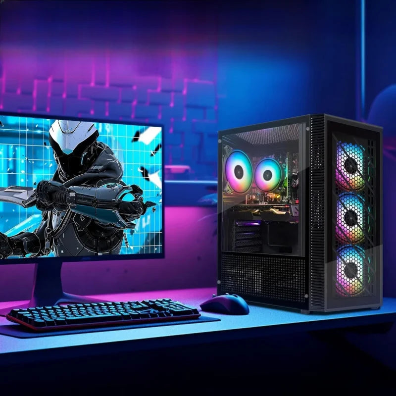 Gaming PC Bundle with 24Inch FHD LED Monitor-  Core i7 up to 3.9G, Radeon RX 590 8G, 32GB RAM, 1TB SSD, 600M WiFi