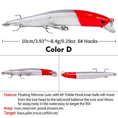 Floating Fishing Lure 8.4G 10CM Urgent Fishing Minnow Crank Lure Swinger Fishing Lure Set Processing Artificial Lure Kit