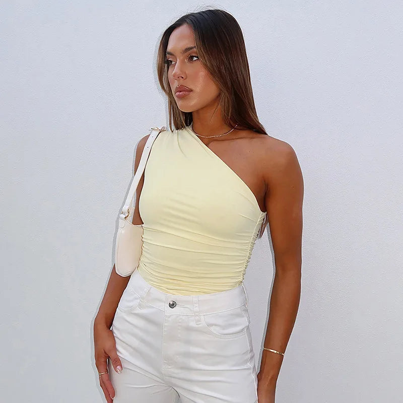 BIDIJONES one-shoulder-topp dam med öppen rygg – enfärgad, S–L