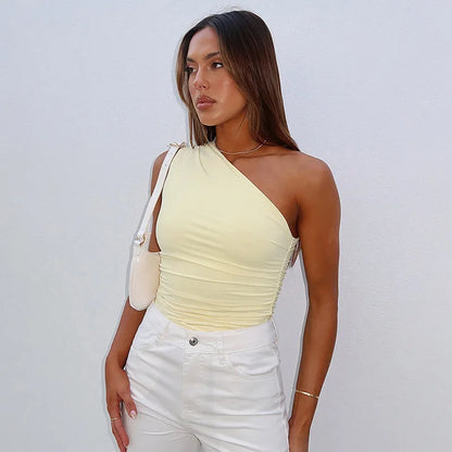 BIDIJONES one-shoulder-topp dam med öppen rygg – enfärgad, S–L