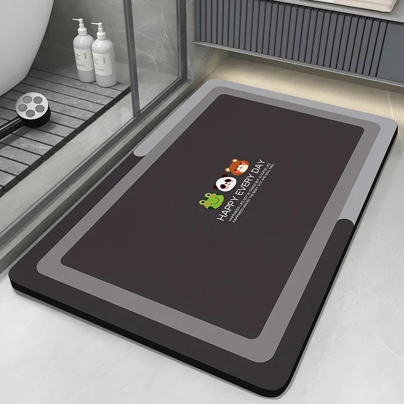 VIKAMA Premium Diatomaceous Earth Bathroom Mat - Absorbent Quick-Dry Anti-Slip Foot Rug for Shower Area Home Decor