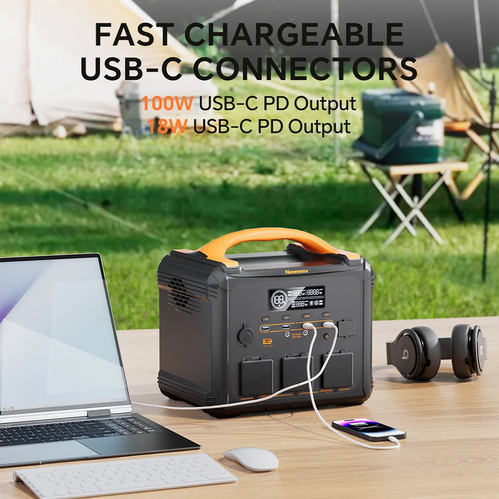 [Shipped From Within Europe]Newsmy S1210 Portable Power Station 1102.5Wh Capacity LiFePO4 Battery with 2500+ Cycles 2000W Rated Power 12 Output Ports Smart HD LCD Display LED Lighting