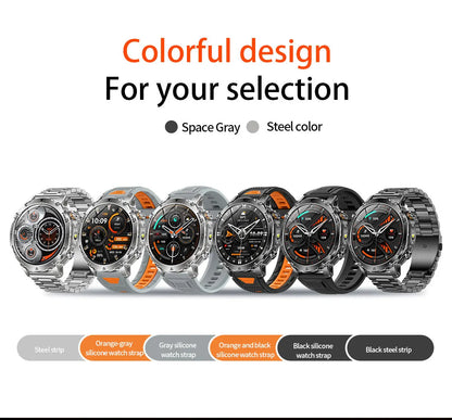 2026 1400mAh Big Battery Smart Watch Men Outdoor GPS Flashlight IP68 Waterproof Bluetooth Call AMOLED Military Sports Smartwatch