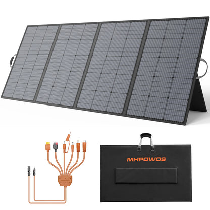 MHPOWOS Portabel Solpanel – 110W/220W/400W, Monokristallin 23,5%, IP67, Kickstands, Jackery/EcoFlow/Bluetti, Camping/Husbil/Off-Grid, Multi-lager