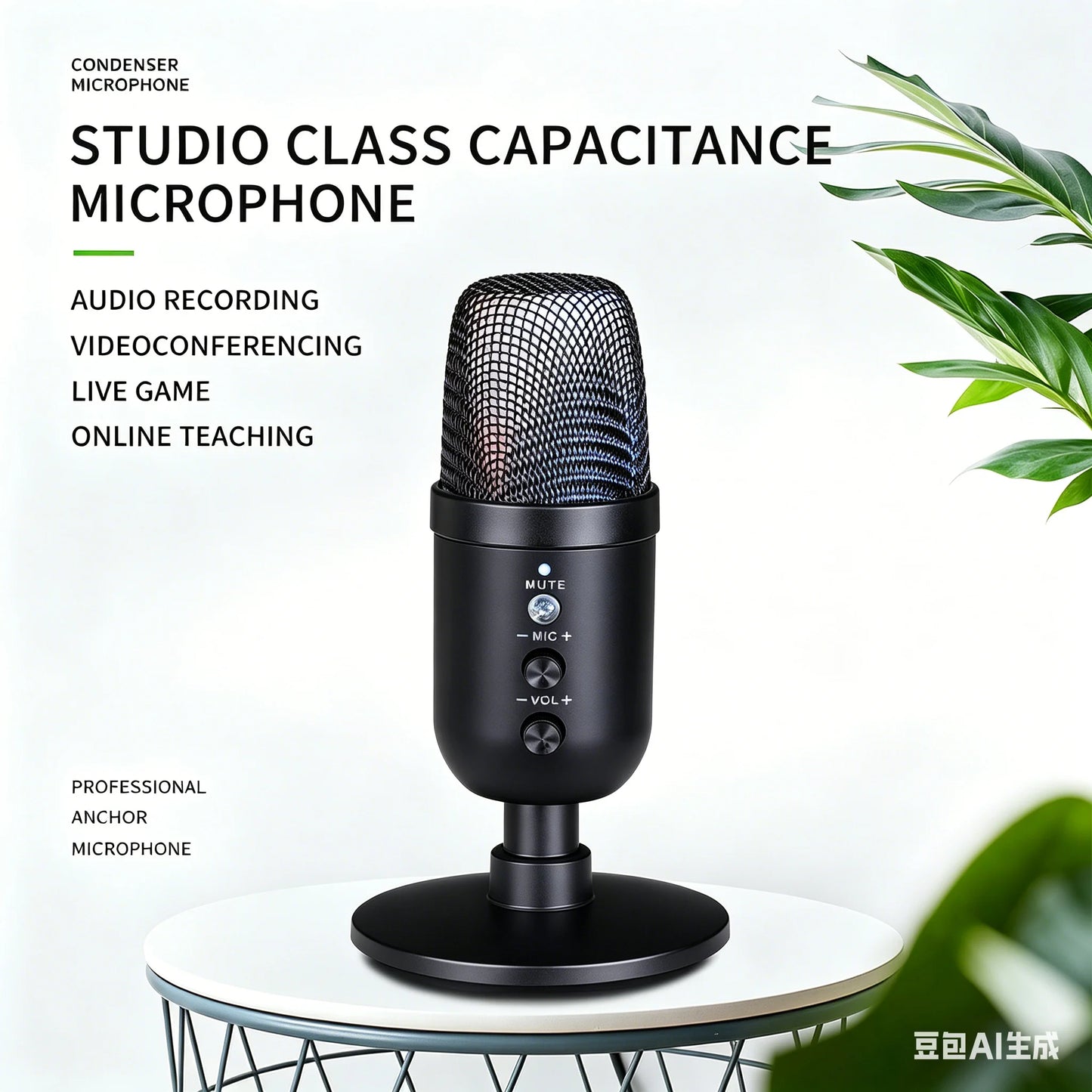 FUHAM MU1000 USB Condenser Microphone RGB Gaming Mic Noise Cancelling One Key Mute for Streaming Recording Conference PC