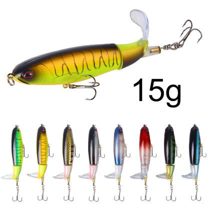 1 Pcs 10cm/14cm Topwater Fishing Lure Whopper Popper Artificial Bait Hard Plopper Soft Rotating Tail Fishing Tackle Fishing Bait