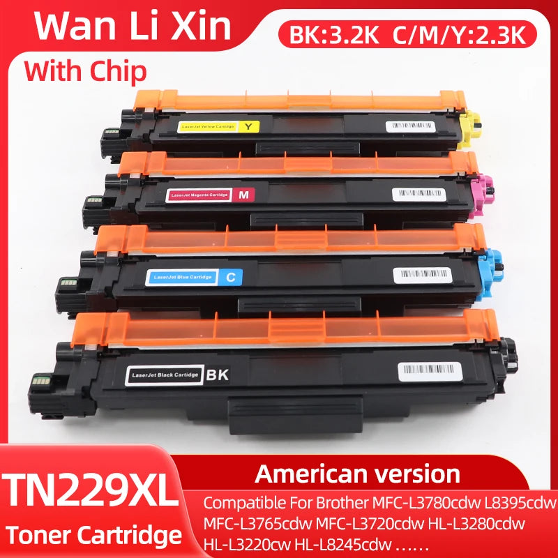 TN229 TN229XL Toner Cartridge Compatible for Brother HL L3780 L8395 L3220 L3280 L3295 L3300 L8245 L3720 L3765 L3220cdw printers
