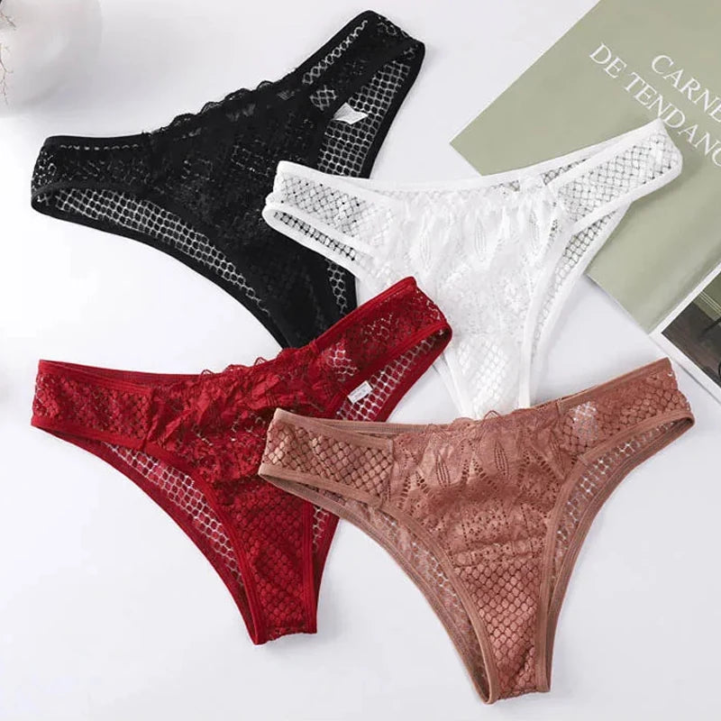 TERMEZY Women Sexy Lace Panties Low Waist Transparent Underwear Female G-String Solid Color Thong Soft Temptation Lingerie