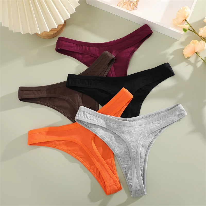 3Pcs/set Cotton Seamless Panties Comfort Underwear for Women Low Waist Breathable Thongs Sexy Solid Sport G-String Soft Lingerie