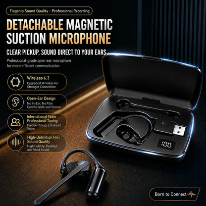 Wireless Earpiece with USB Dongle Noise Cancelling Earpiece Sport Open Ear Single Ear BT Headset for Driver Office