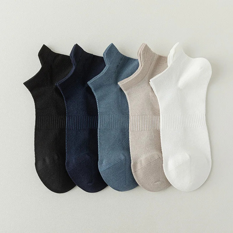 High Quality 5Pairs/Lot Men's Bamboo Fiber Socks Hand Link Short Mesh Breathable Ankle Socks Summer Male Socks
