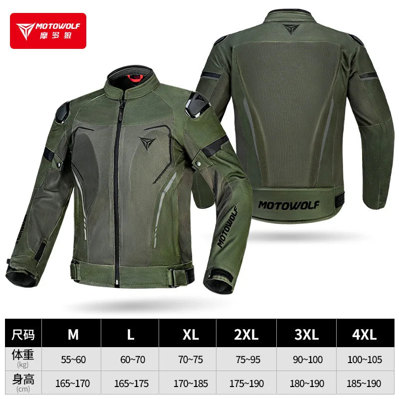 Motorcycle Jacket Summer Breathable Moto Riding Jacket Wear-resistant Motorbike Jacket Detachable protective equipment