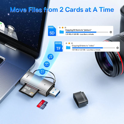 USB 3.0-kortläsare för SD och microSD – USB-A/USB-C