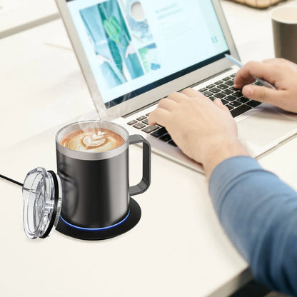 Self Heating Coffee Mug USB Powered Heated Cup with Temperature Control 131℉ Electric Coffee Mug Warmer for Desk Heated Mug