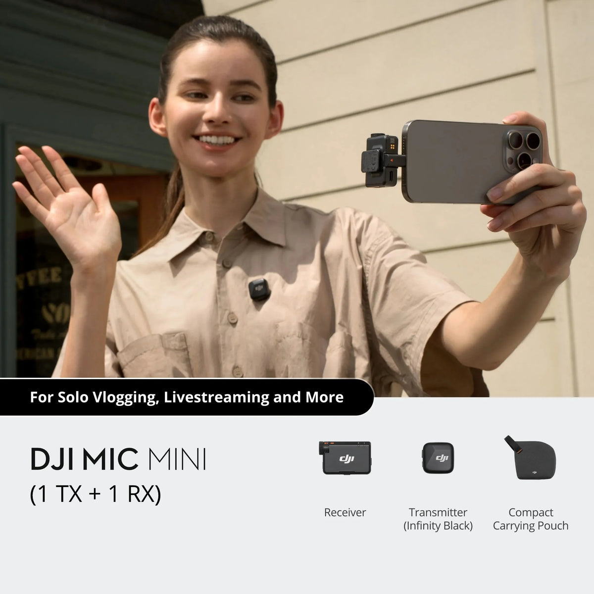 DJI Mic Mini trådlös streamingmikrofon för mobil – brusreducering och flera set