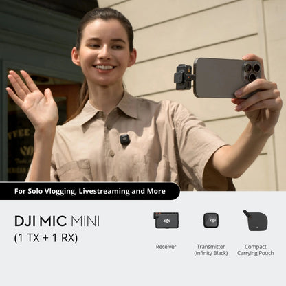 DJI Mic Mini trådlös streamingmikrofon för mobil – brusreducering och flera set