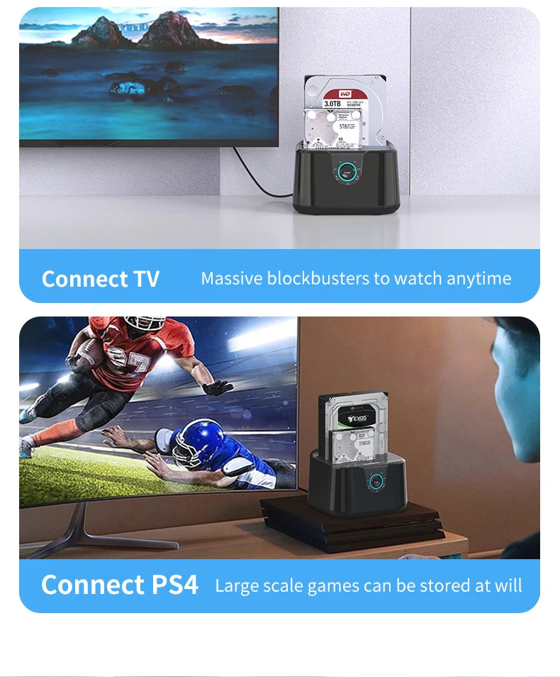GODO HDD Docking Station SATA to USB 3.0 Adapter for 2.5 3.5 SSD Disk Case HDD Box Dock Hard Drive Enclosure Docking Station
