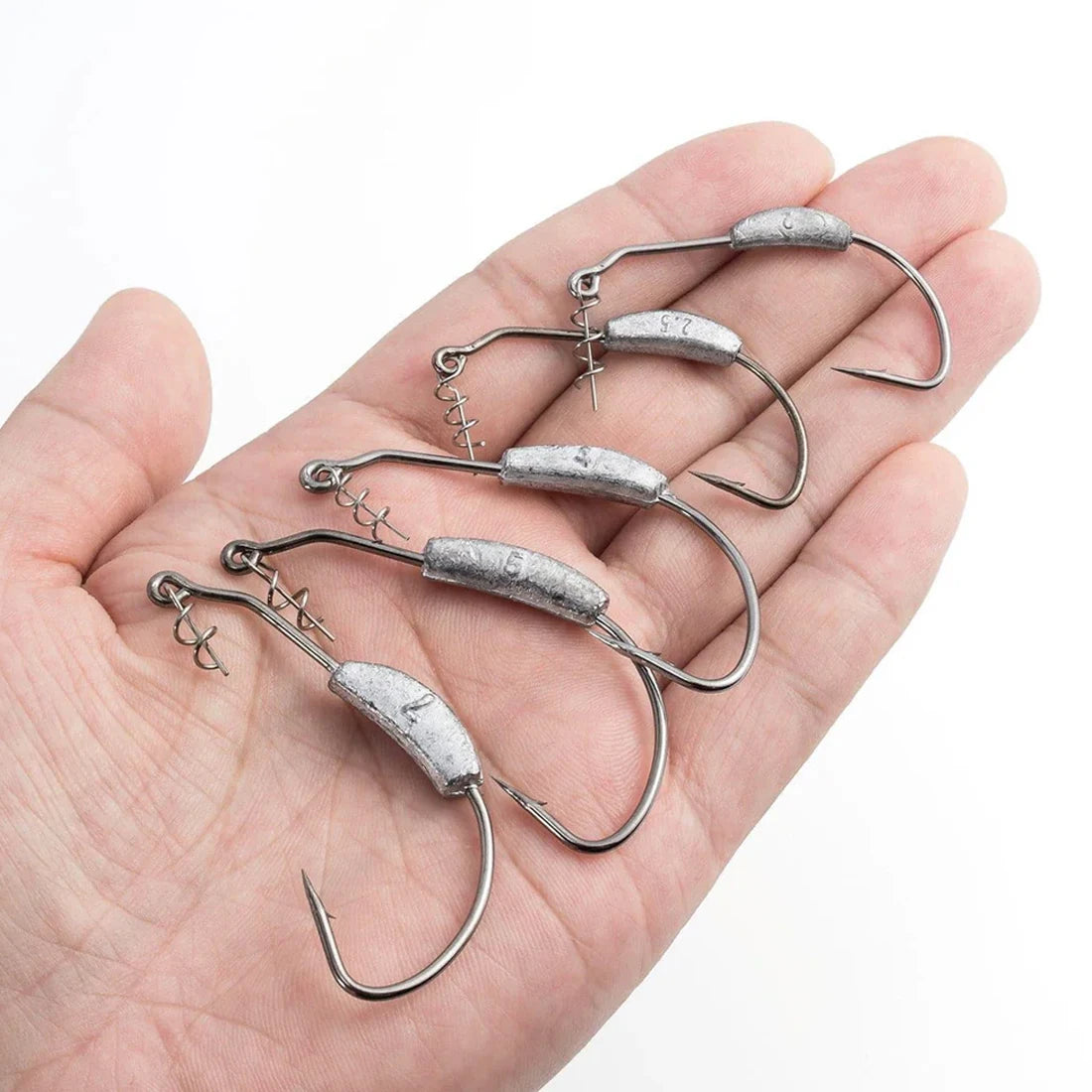9KM 5-10Pcs Ewg Hook Weighted with Screw 2g~9g Worm Soft Lure Hook for Bass Saltwater Freshwater