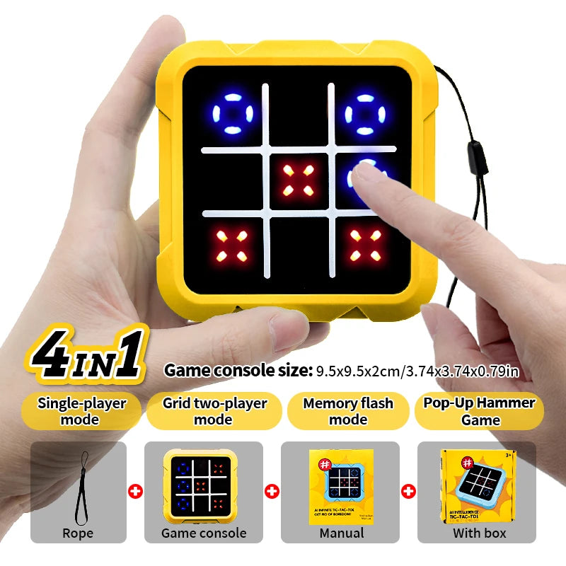 Handheld Electronic Tic Tac Toe Game Portable Logic Board Game for Kids Adults Travel Brain Training Two Player Thinking Toy