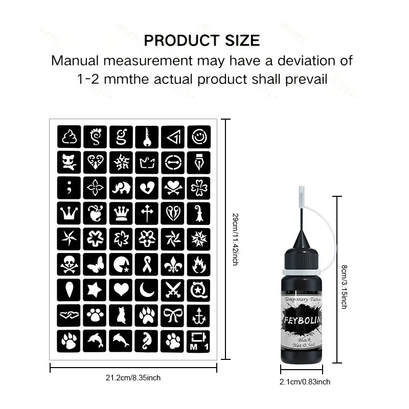 DIY Temporary Tattoo Kit with Stencils-7 Vibrant Colors with 6 Stencil Sheets Ttotal 288 Patterns,Body Art Paints for Halloween