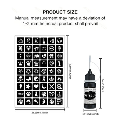 DIY Temporary Tattoo Kit with Stencils-7 Vibrant Colors with 6 Stencil Sheets Ttotal 288 Patterns,Body Art Paints for Halloween