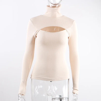 Cross-border foreign trade new autumn and winter bra long sleeve knit hoodie women's Europe and the United States single top