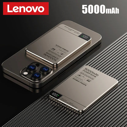 Lenovo 500000mAh Magnetic Power Bank Super Fast Charging for Magsafe Wireless External Battery Powerbank for iPhone Samsung
