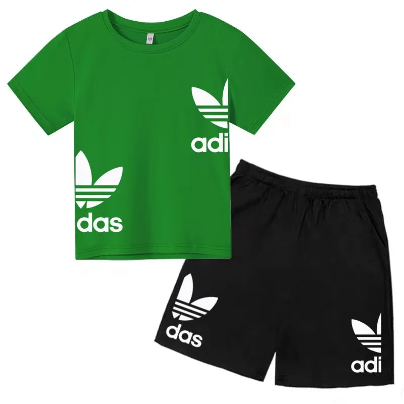 New Children Letter-Print Summer T-shirt Boy Girl Toddler3-12Years Short-Sleeved+Shorts Charming Casual Fashion Sports Brand Set