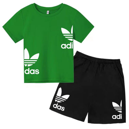 New Children Letter-Print Summer T-shirt Boy Girl Toddler3-12Years Short-Sleeved+Shorts Charming Casual Fashion Sports Brand Set