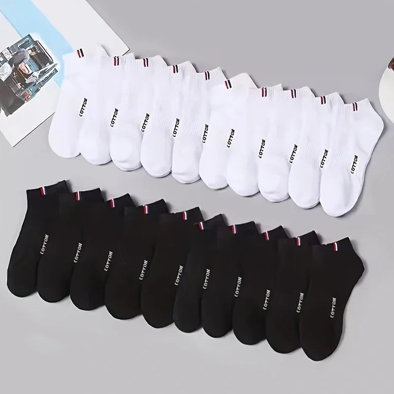 Herr Ankelstrumpor i Bomull 1–50-pack – Andningsbara, Tunna, Sport & Vardag, EU 38–45