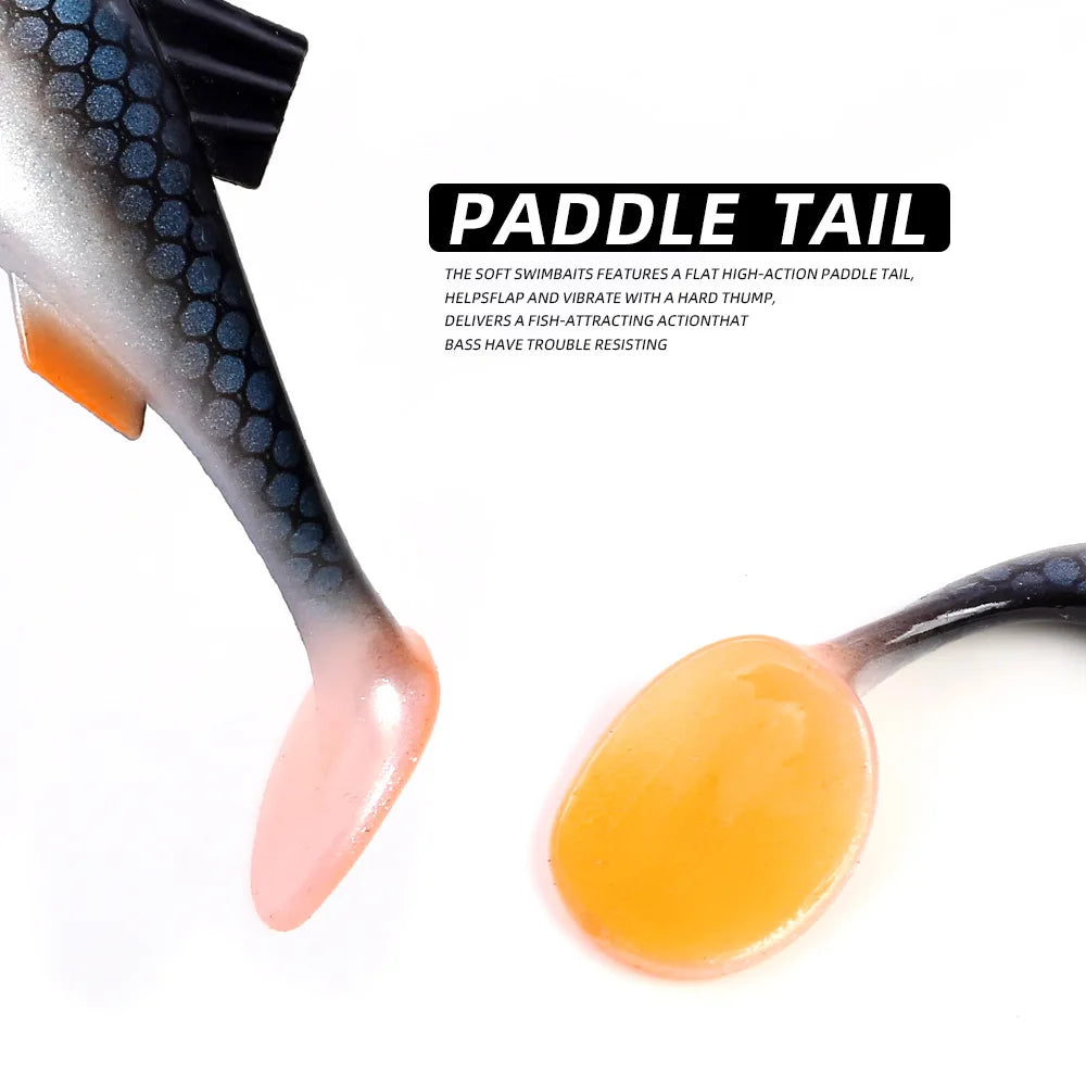 1pcs 26g 60g River Roach Fishing Lure Soft Bait T Paddle Tail Baitfish Shad Strike Silicone Plastic Swimbait Wobbler Pike Bass