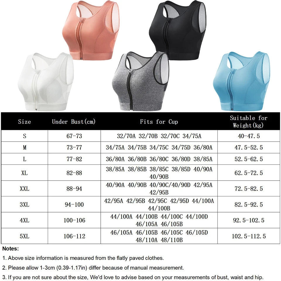 Plus Size Sports Bra Front Closure Longline Bras Padded Workout Crop Tank Top for Running Workout Gym Yoga Vest