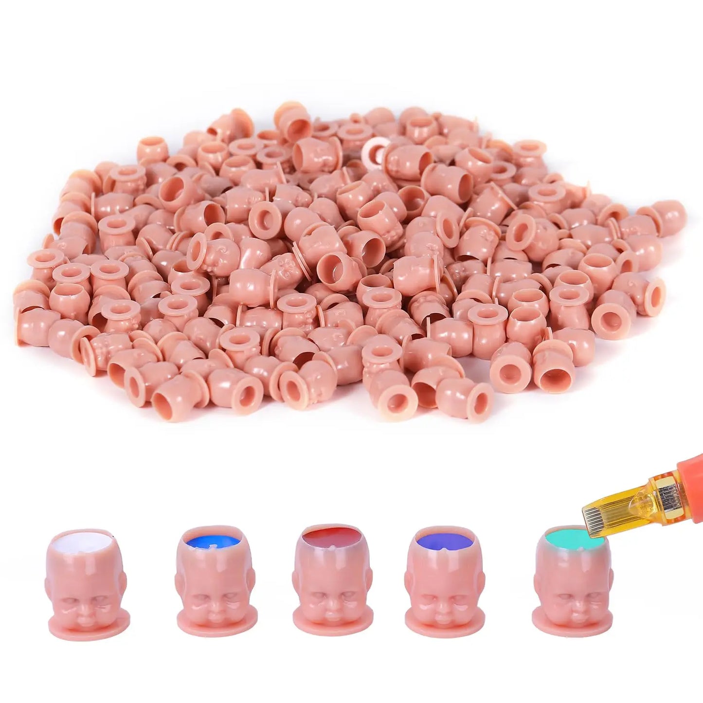 50/100/200pcs Plastic Disposable Tattoo Ink Cups With Base Pigment Clear Holder Container Cap Tattoo Accessory Permanent Makeup