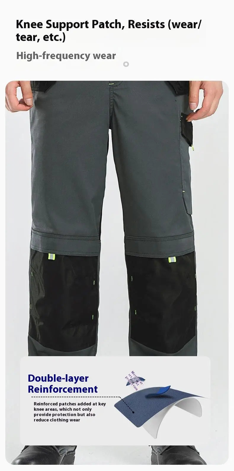 Spring And Autumn Elastic Work Pants Repair Workshop Wear Resistant Reinforced Multi Pocket Welding Pants