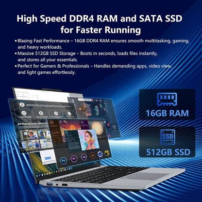 ZHUJIC 15,6" Laptop Intel Core i9-9900 16GB DDR4 Upp till 2TB SSD – Windows 11 FHD IPS Fingeravtryck WiFi Bluetooth 5000mAh, Silver