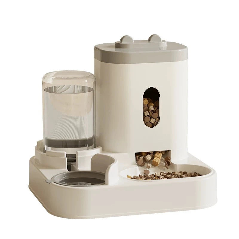 2-in-1 Large Capacity Cat Automatic Feeder, Water Dry Wet Separation Design No Battery Required - For Cats Small Dogs