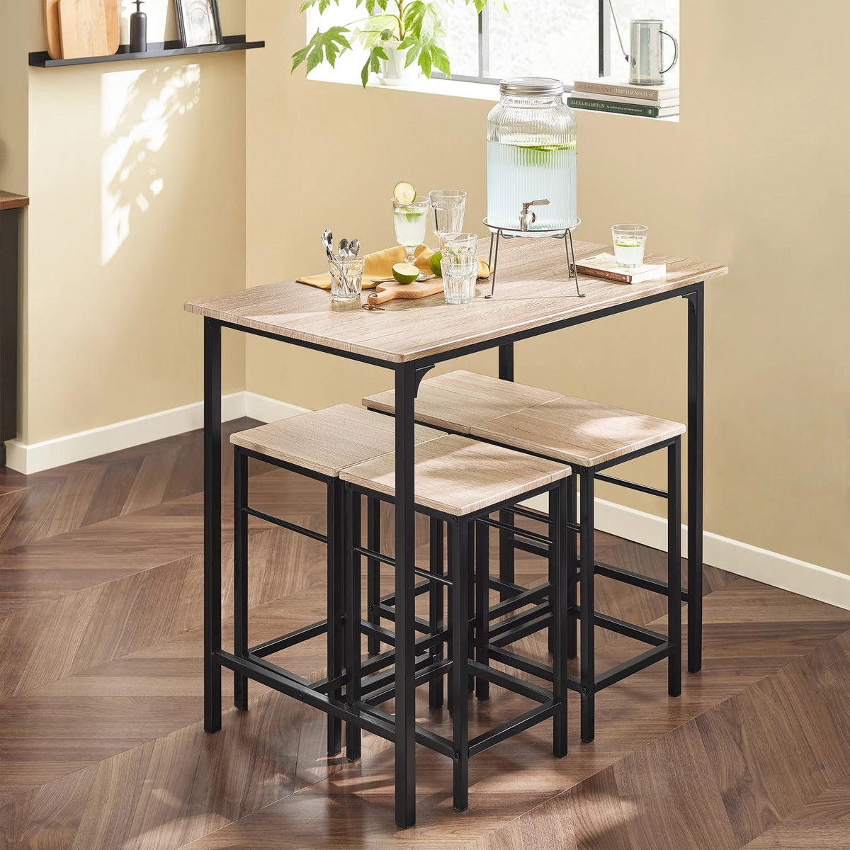 SoBuy OGT11 barbordsset med 4 barpallar – bord 100 × 60 cm